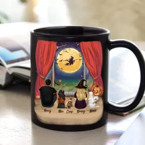 Personalized Halloween Coffee Mug gifts the whole family with dog, cat – Halloween Night