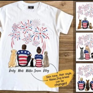 Personalized custom dog & couple t-shirt tee Fourth 4th of July